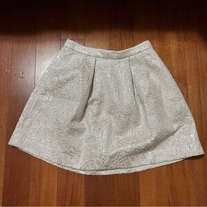 H&M Ivory Jacquard Pleated Mini Skirt